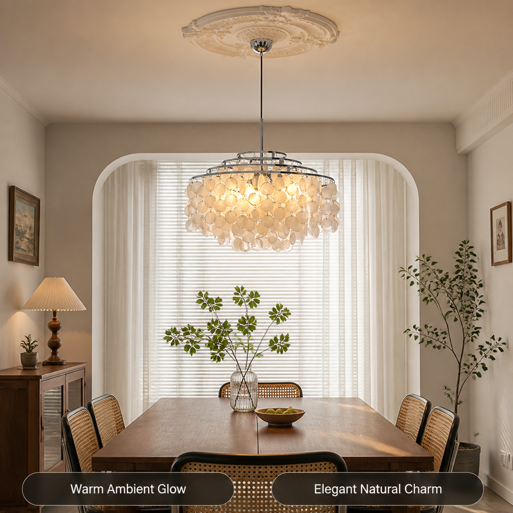 French Metal Shell Shade Chandelier - Image 2