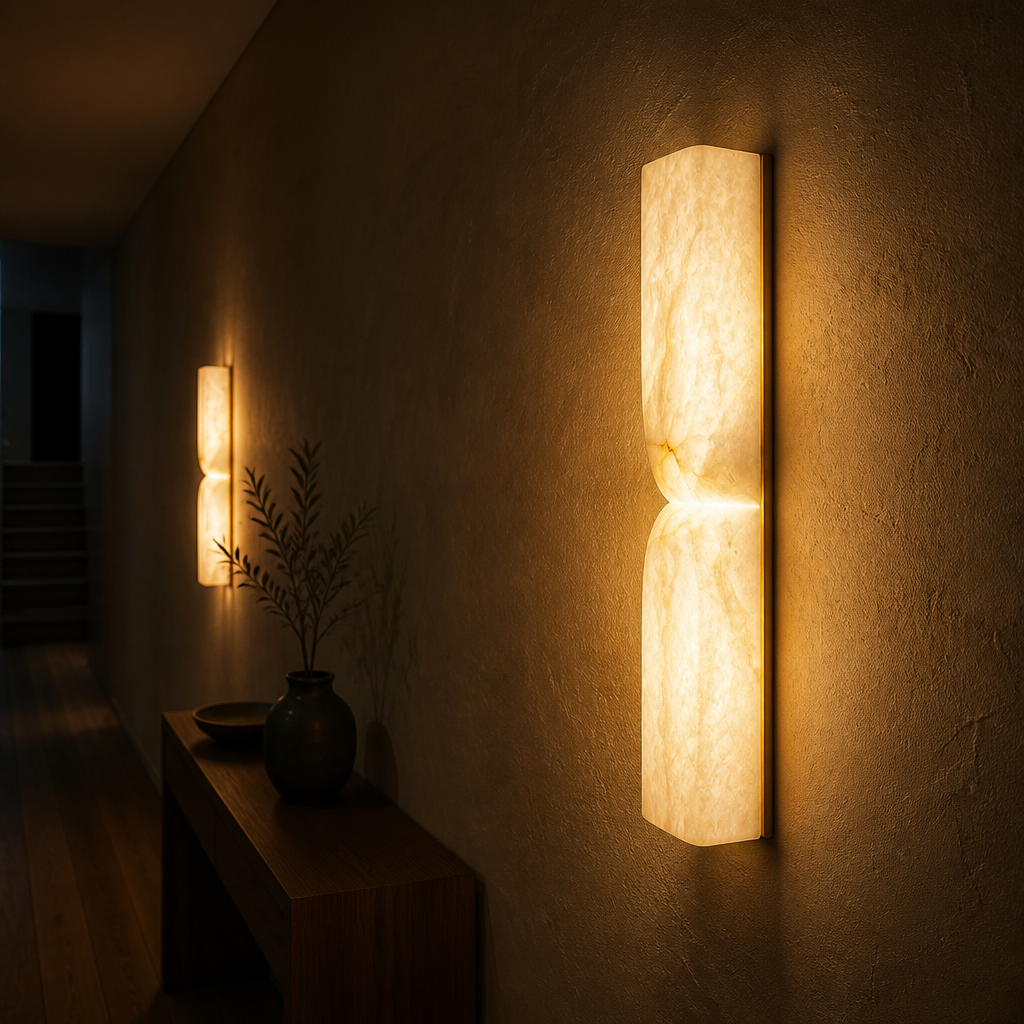 Minimalist Marble & Gold LED Wall Sconce - Image 5