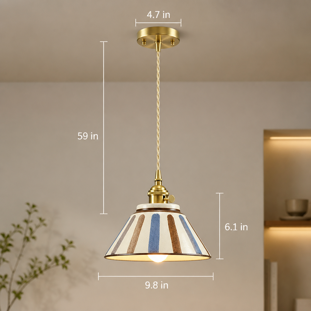 Retro Blue & White Porcelain Pendant Light - Image 6