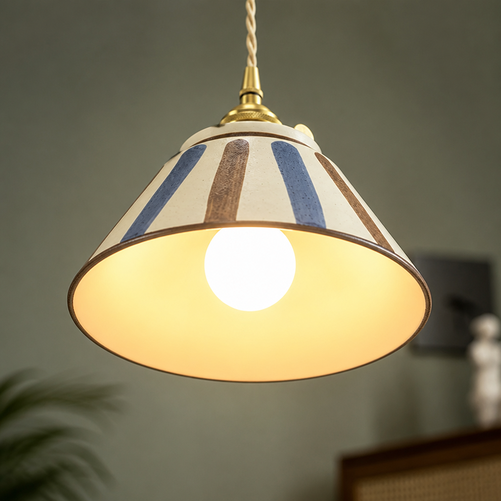 Retro Blue & White Porcelain Pendant Light - Image 8