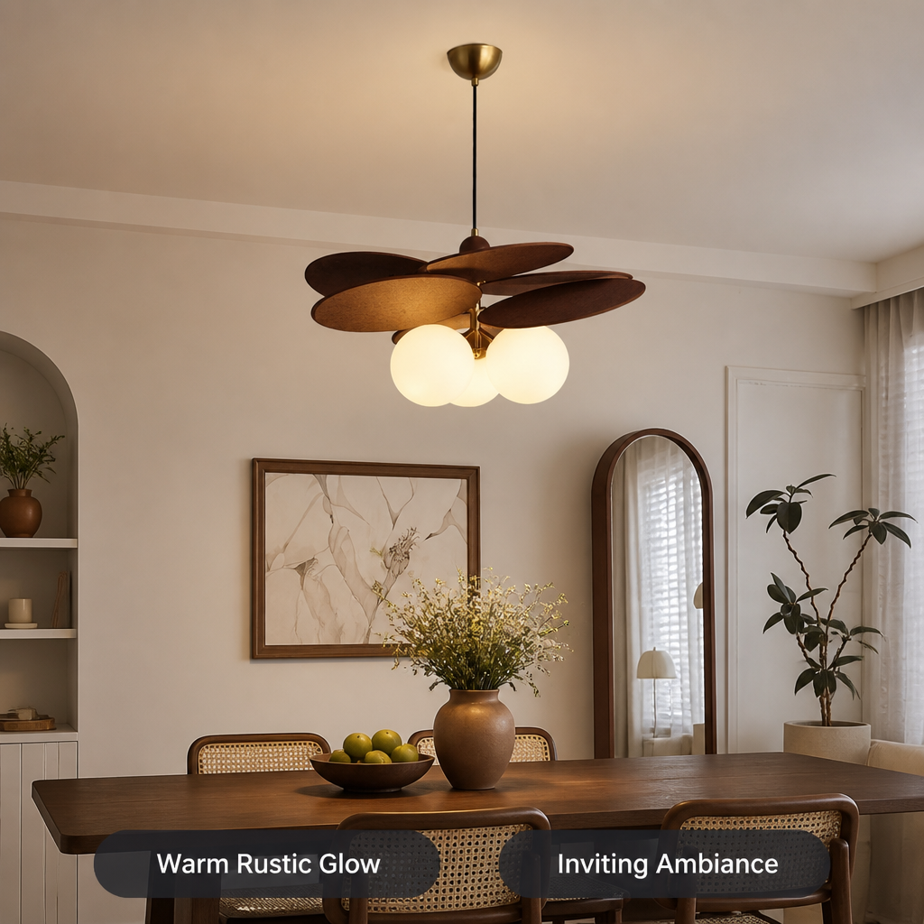 Rustic Metal & Glass 3-Head Chandelier - Image 2
