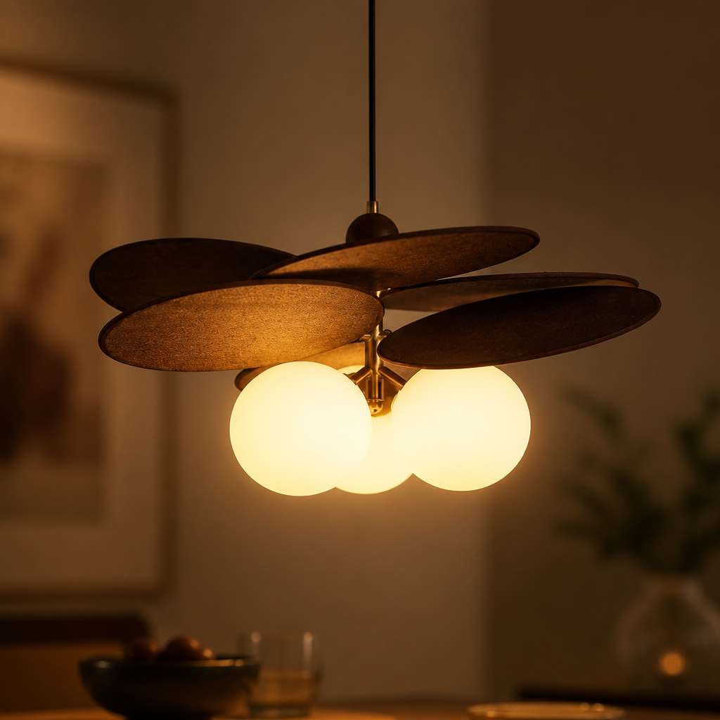 Rustic Metal & Glass 3-Head Chandelier - Image 4