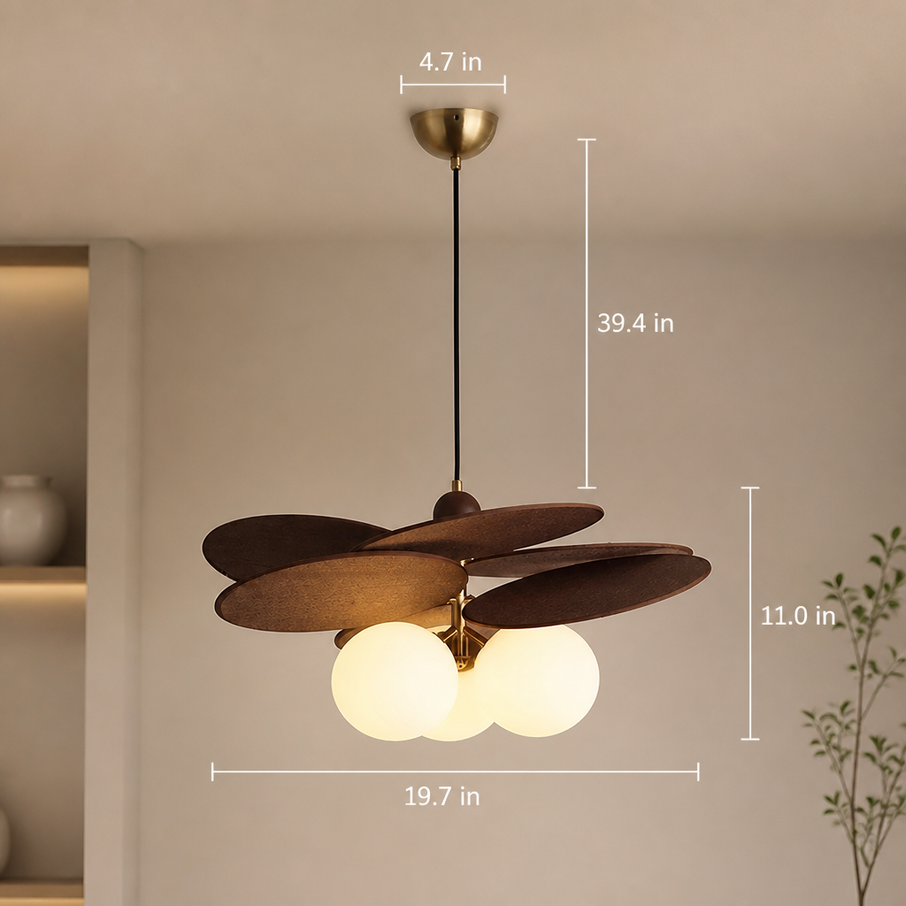 Rustic Metal & Glass 3-Head Chandelier - Image 6