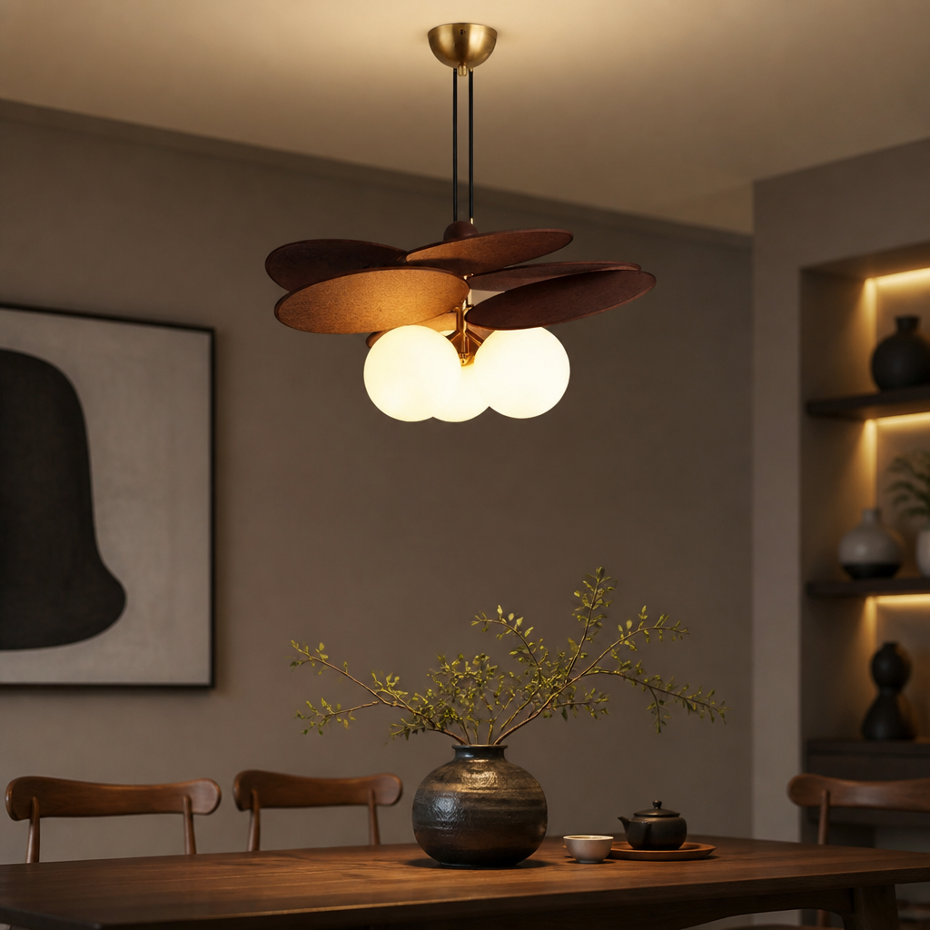 Rustic Metal & Glass 3-Head Chandelier - Image 7