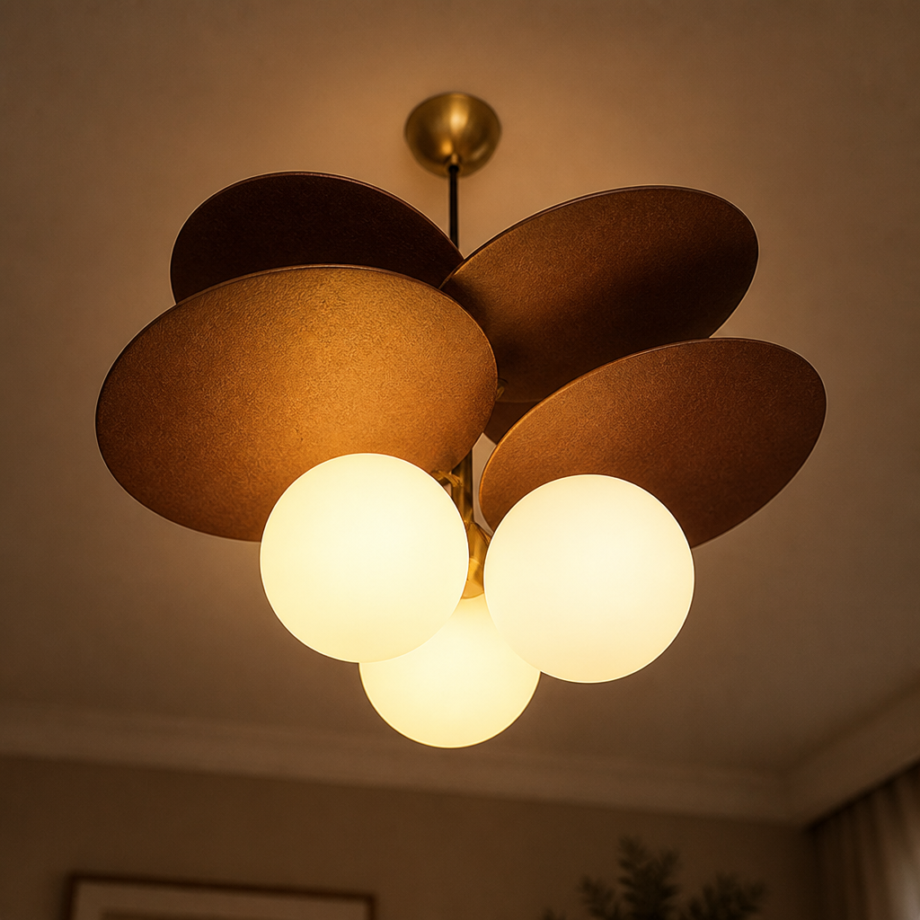Rustic Metal & Glass 3-Head Chandelier - Image 8