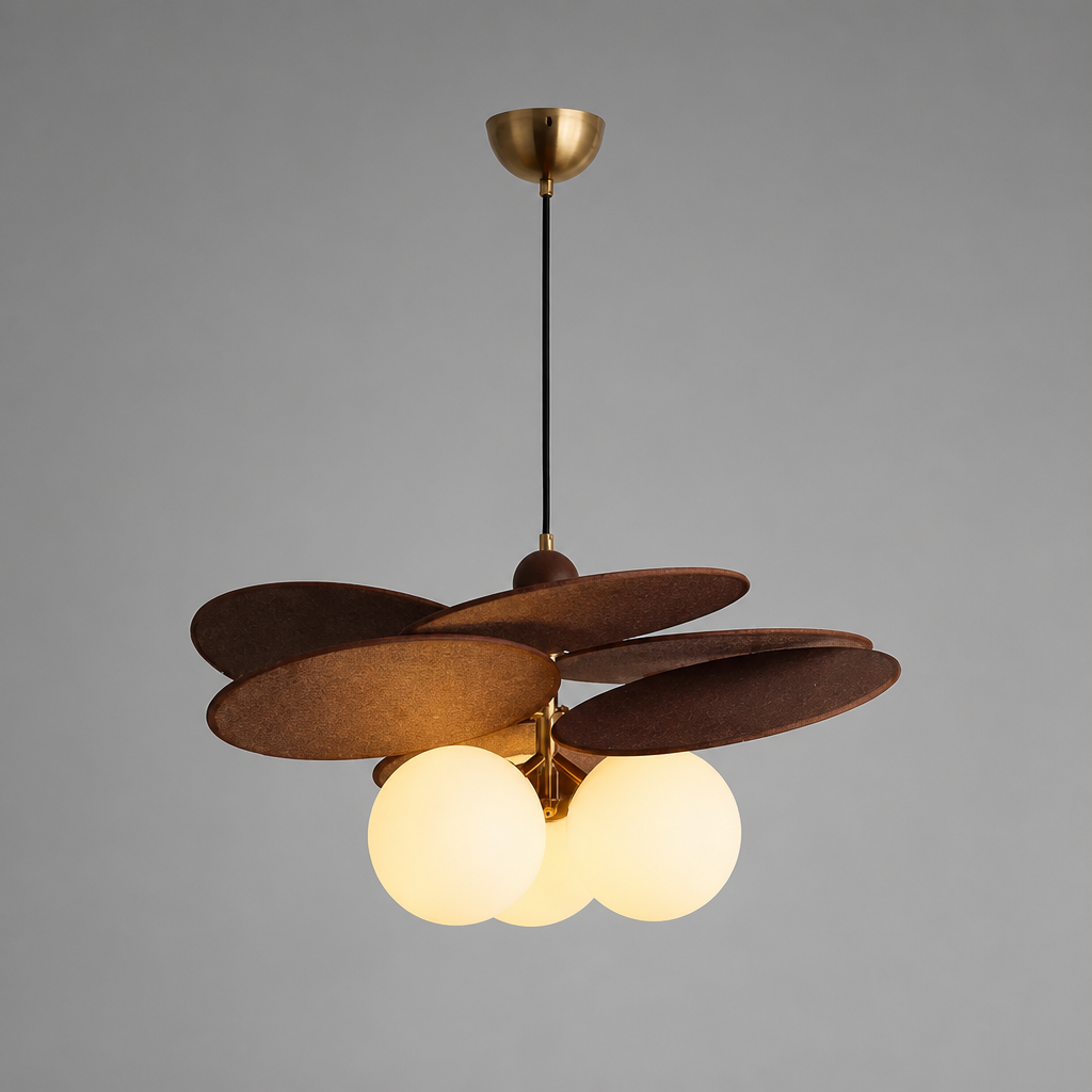 Rustic Metal & Glass 3-Head Chandelier - Image 9