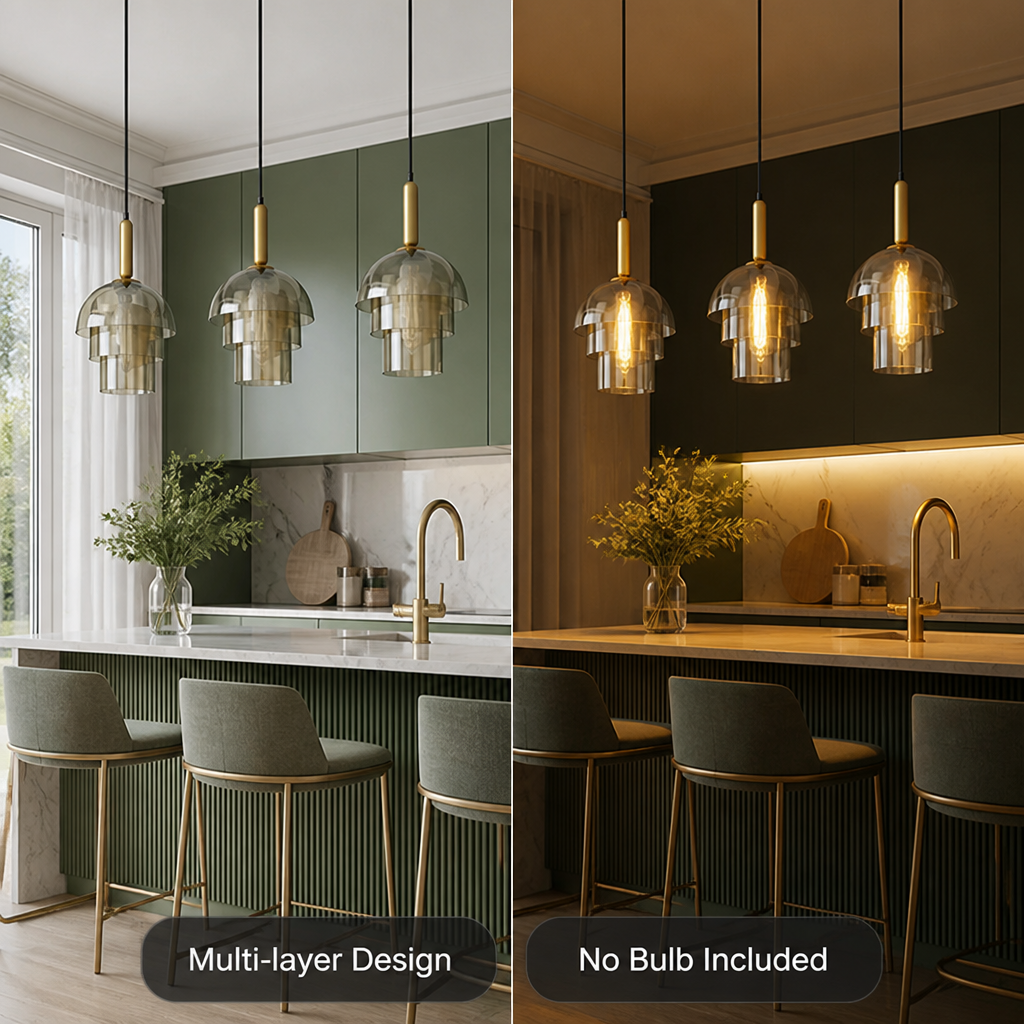 Scandinavian Champagne Glass Multi-Tier Pendant Light - Image 3