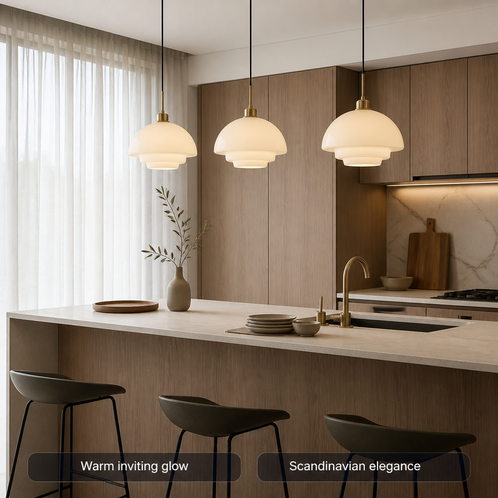 Scandinavian Milk Glass LED Pendant Light - Image 2