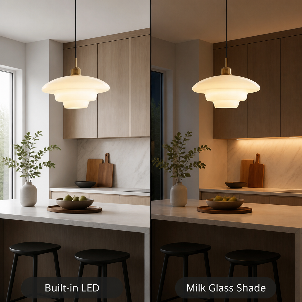 Scandinavian Milk Glass LED Pendant Light - Image 3