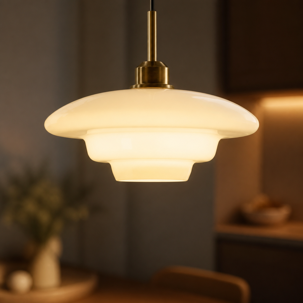 Scandinavian Milk Glass LED Pendant Light - Image 4