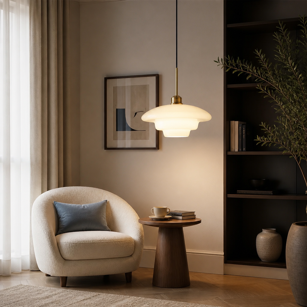 Scandinavian Milk Glass LED Pendant Light - Image 5