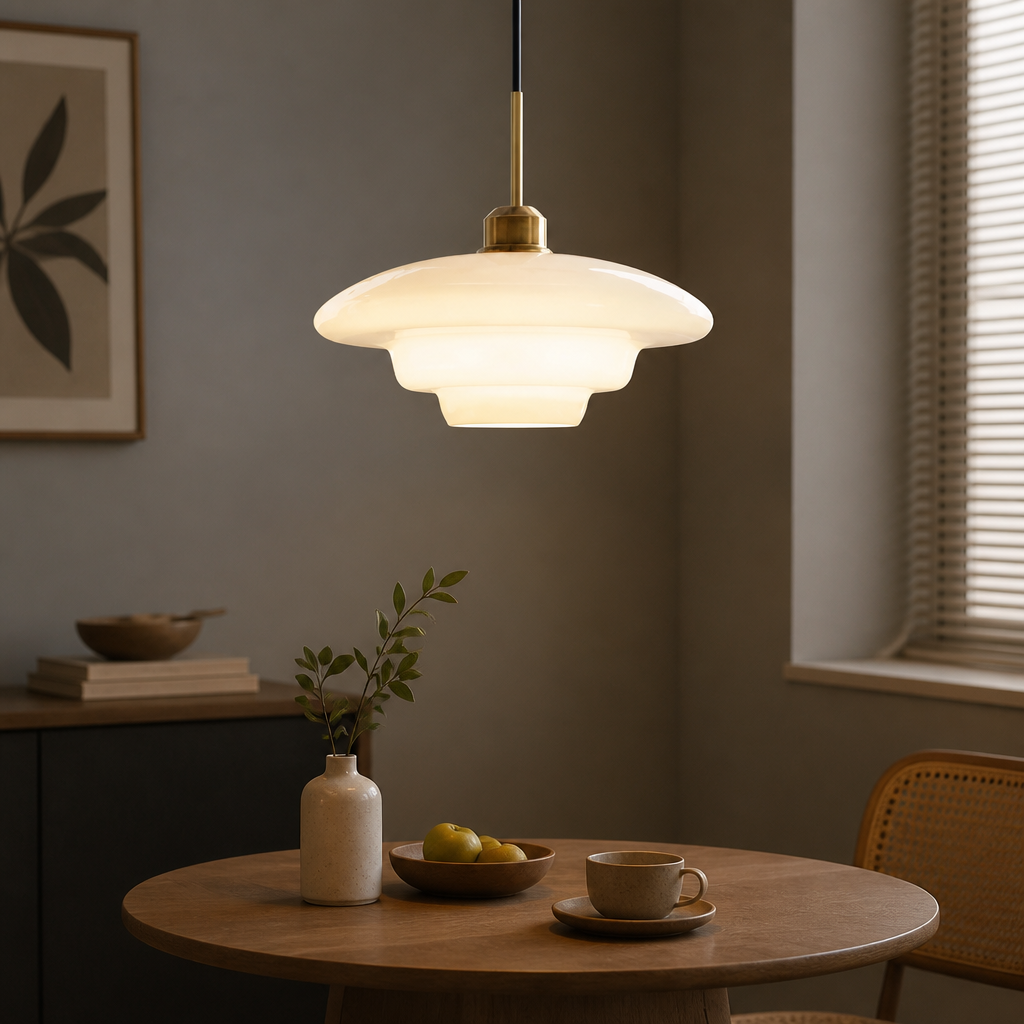 Scandinavian Milk Glass LED Pendant Light - Image 7