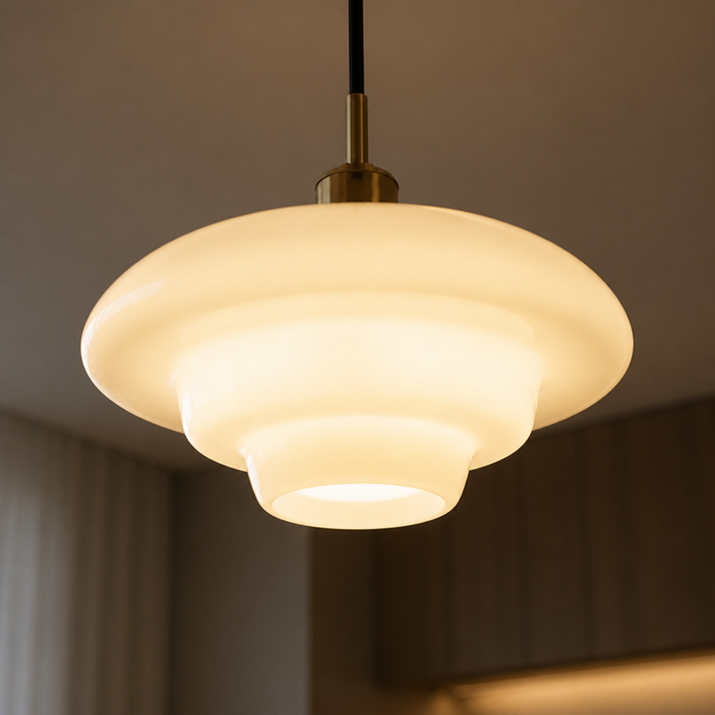 Scandinavian Milk Glass LED Pendant Light - Image 8