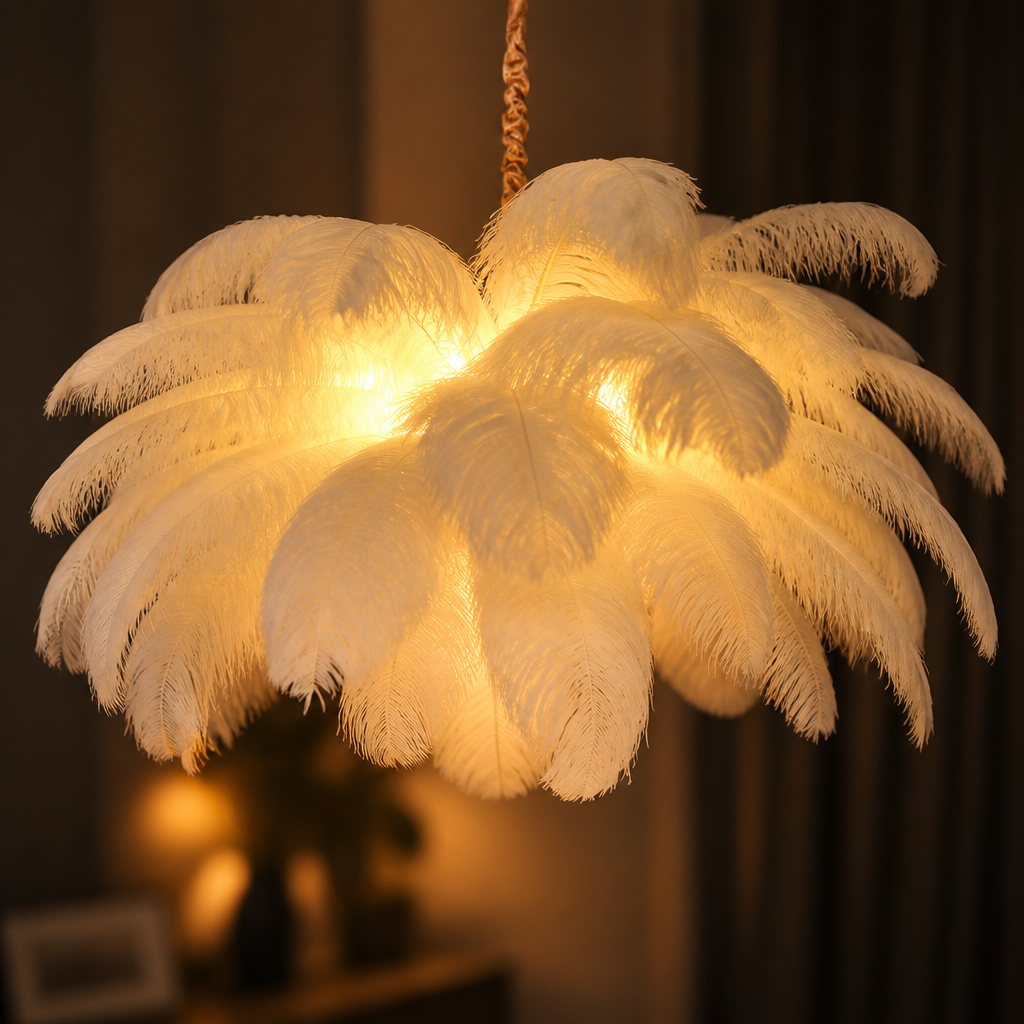Scandinavian White Feather Pendant Light - Image 4